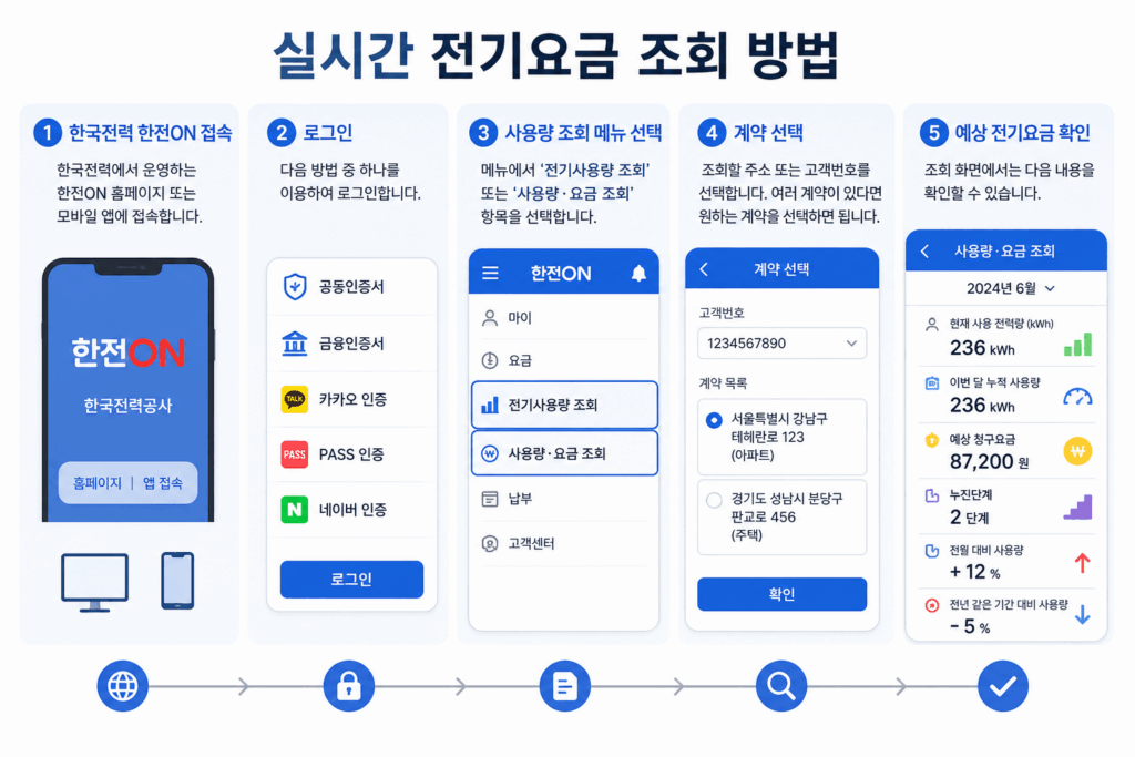 실시간 전기요금 조회 방법